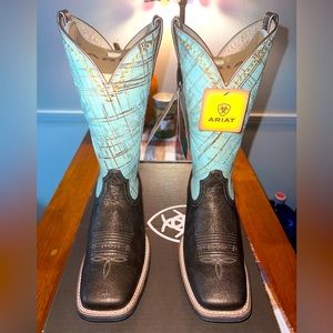 ARIAT WOMEN'S ROUND UP RIO WESTERN BOOT - DARK BRONZE/JADE SIZE 8 B WIDE
